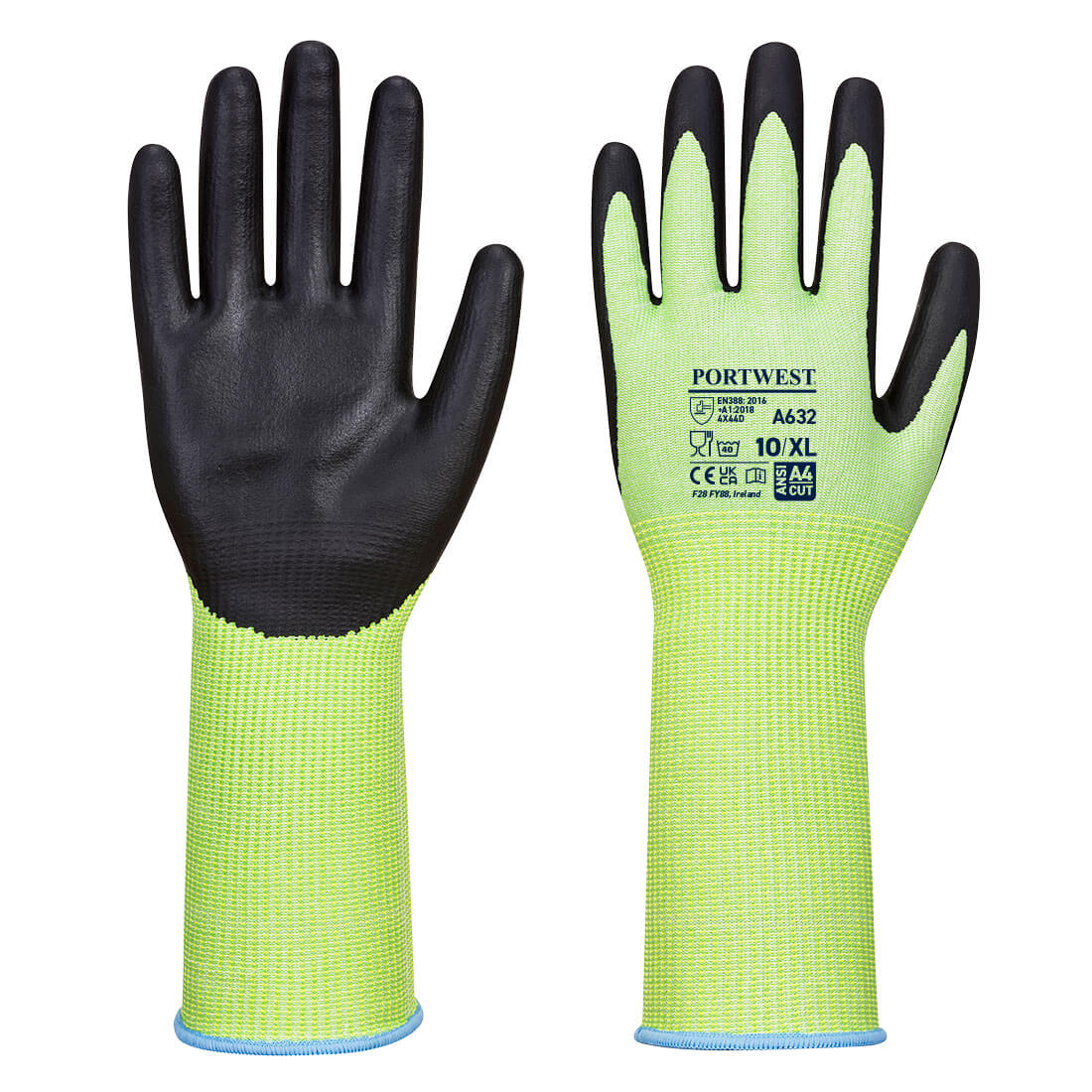 Rękawica antyprzecięciowa z długim mankietem — Zielony/Czarny