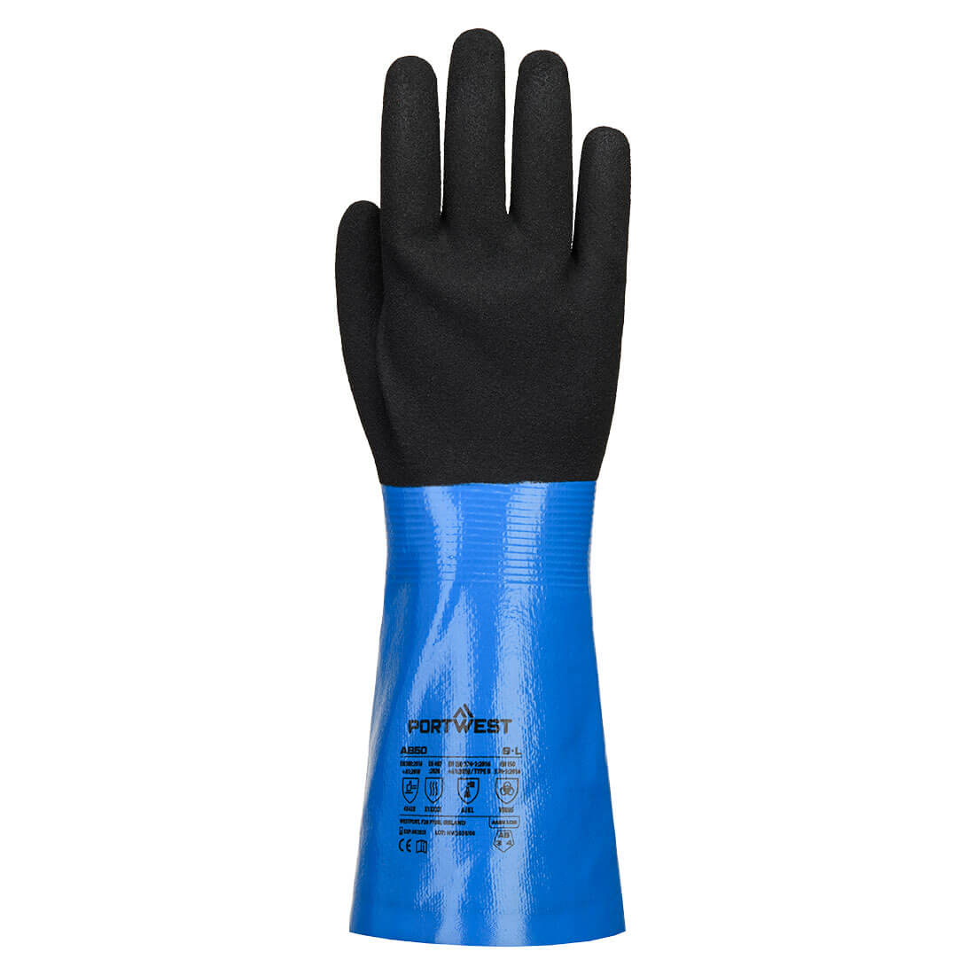 Chem Cut D330 Nitrile Gauntlet — Niebieski/Czarny