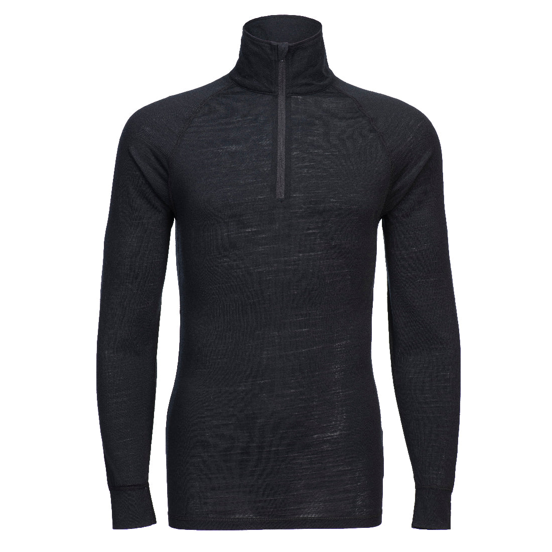 Bluza z zamkiem 1/4 z wełny Merino — Czarny