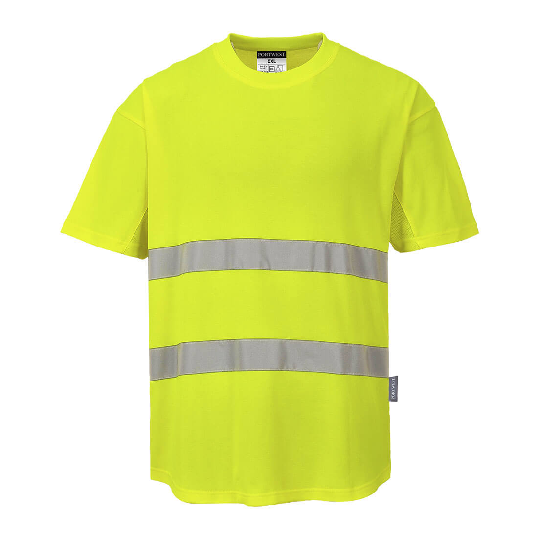Ostrzegawczy T-shirt z panelami z siatki — Żółty