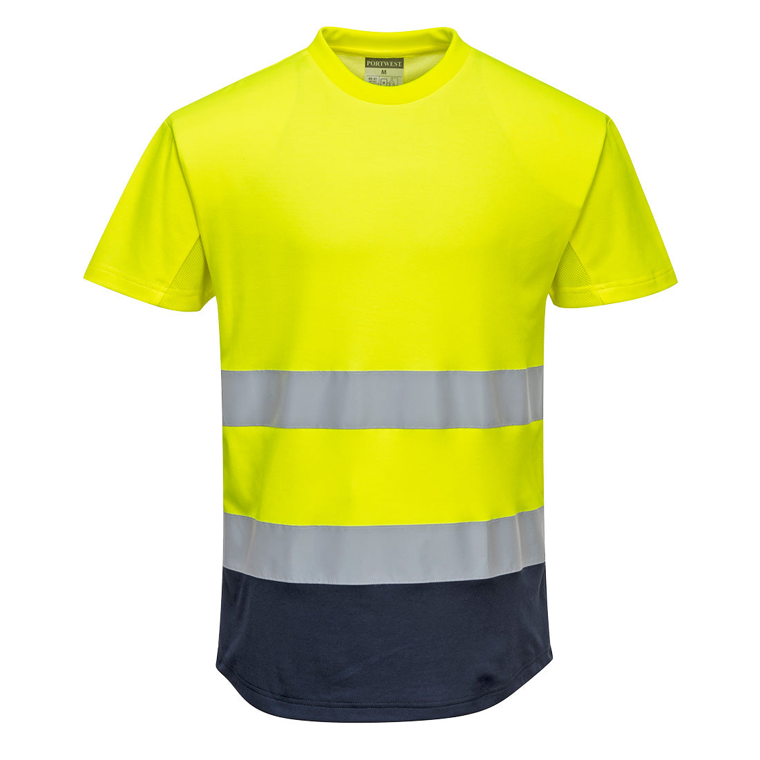 Dwukolorowy t-shirt siatkowy — Żółty/Granatowy