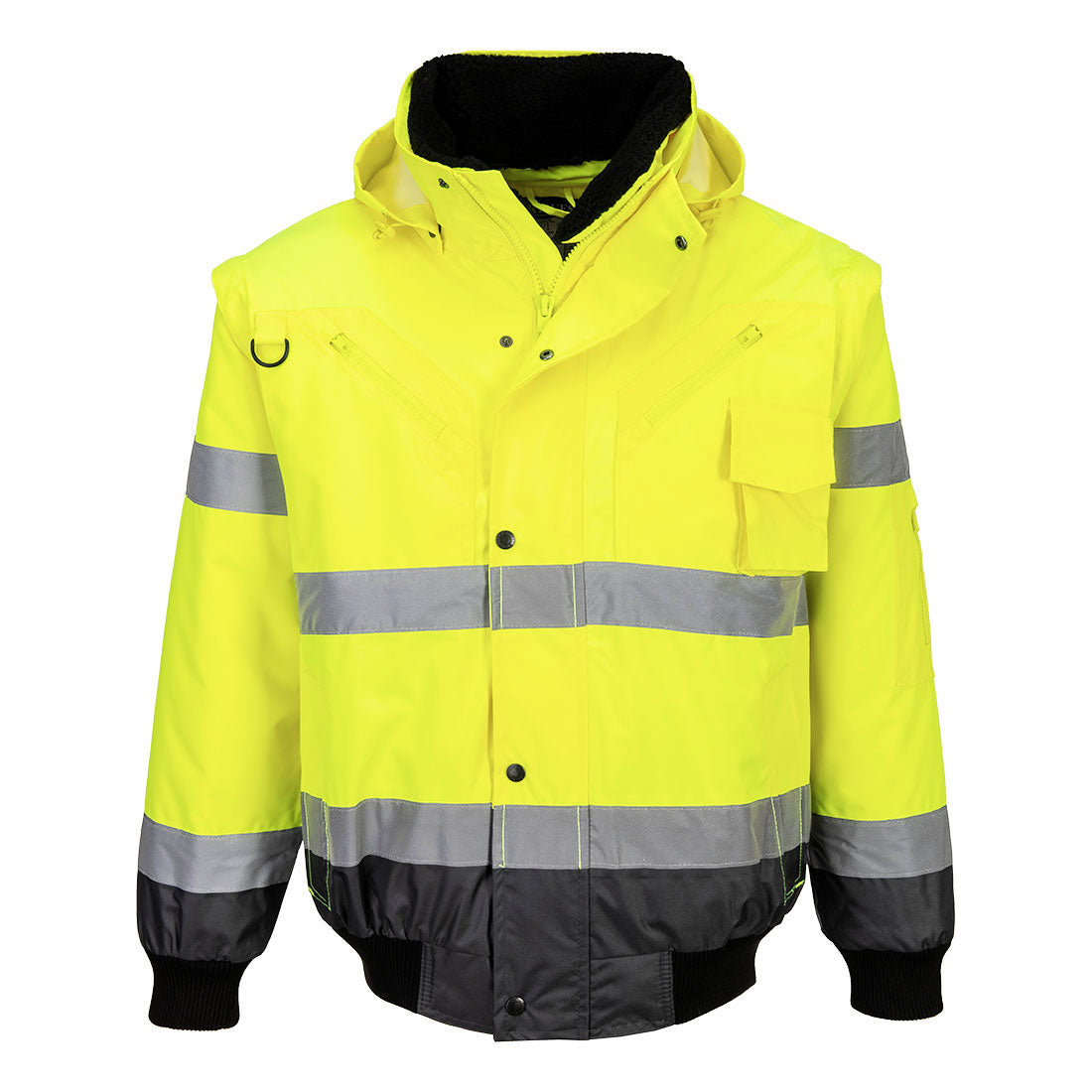 Kontrastowa kurtka ostrzegawcza Bomber 3 w 1 — Żółty/Szary