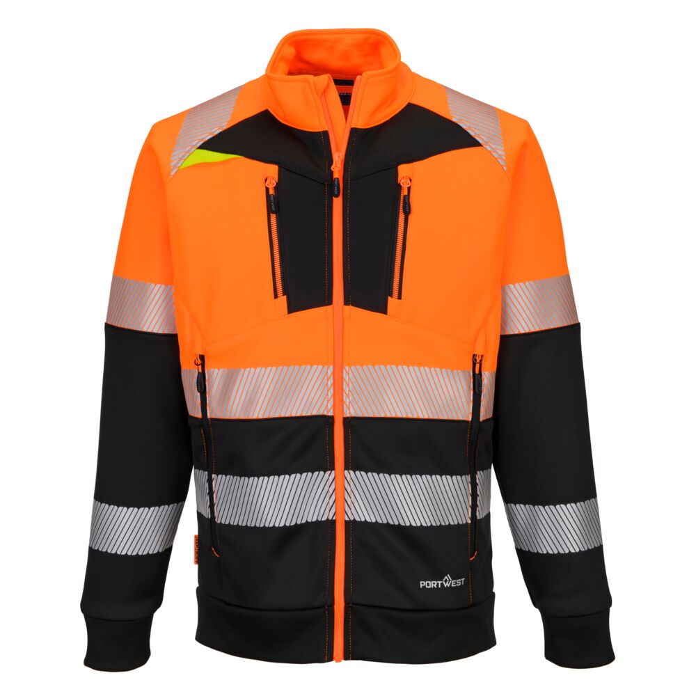Bluza ostrzegawcza DX4 klasy 1 ze stójką zapinana na zamek — Pomarańczowy/Czarny