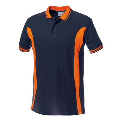 LUNA polo shirt, BLUE/ORANGE