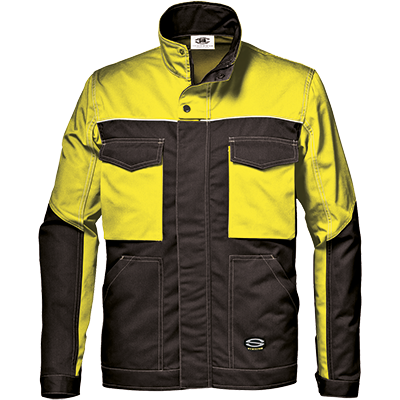 FUSION short jacket MASSAUA, BLACK/HI-VIS YELLOW