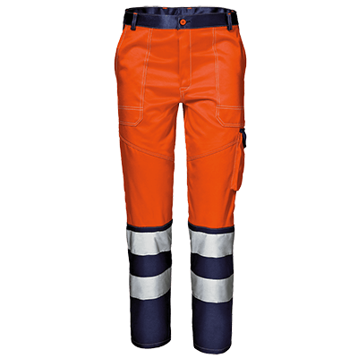 VELVET COLOR trousers, HI-VIS ORANGE/BLUE