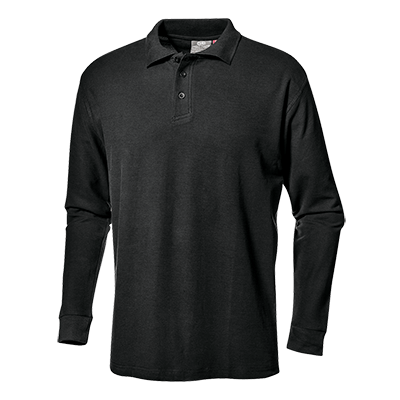 PIQUET polo shirt long sleeve, BLACK