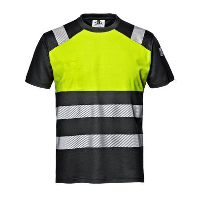 CONTRAST t-shirt, BLACK/HI-VIS YELLOW