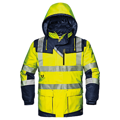REGIMENTAL SPLIT jacket, HI-VIS YELLOW/BLUE