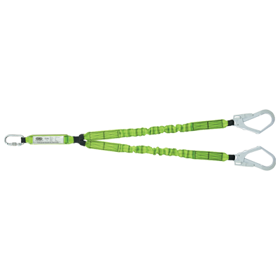 Forked lanyard with energy absorber