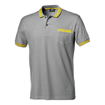 SALSA polo shirt, TURTLEDOVE/YELLOW