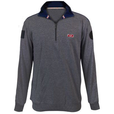 Sweatshirt zipped collar GD w/embroidery, DARK GREY