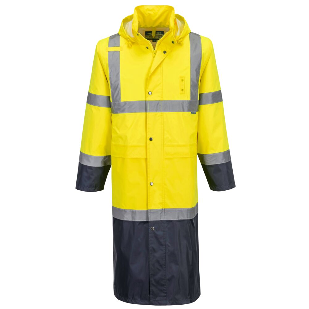 Hi-Vis Contrast Raincoat 122cm — Żółty/Granatowy