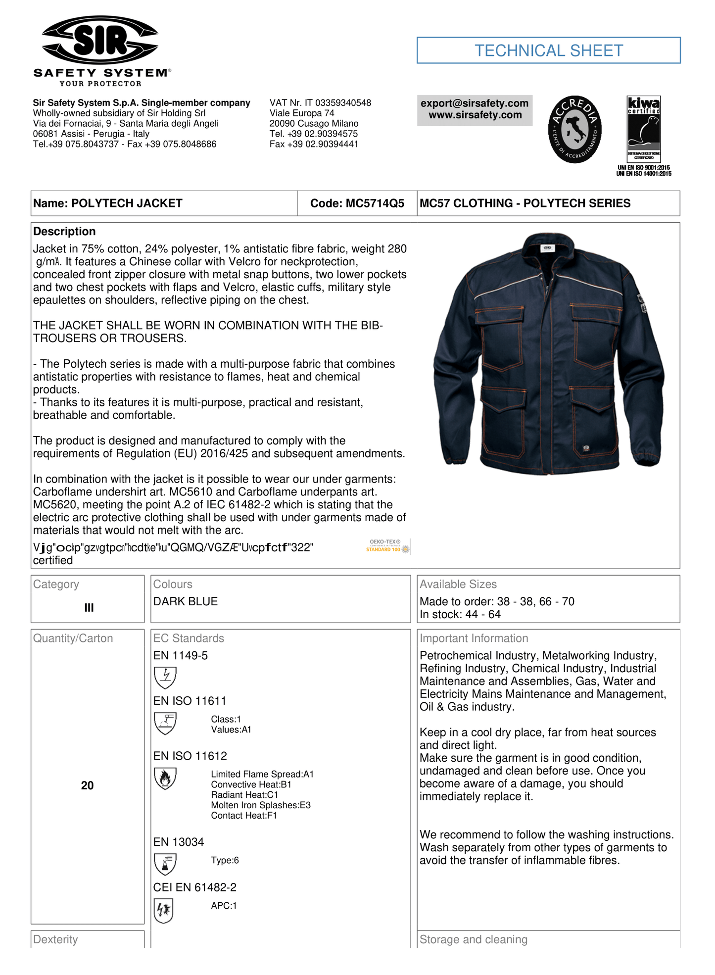 Polytech Jacket MC5714 Q5