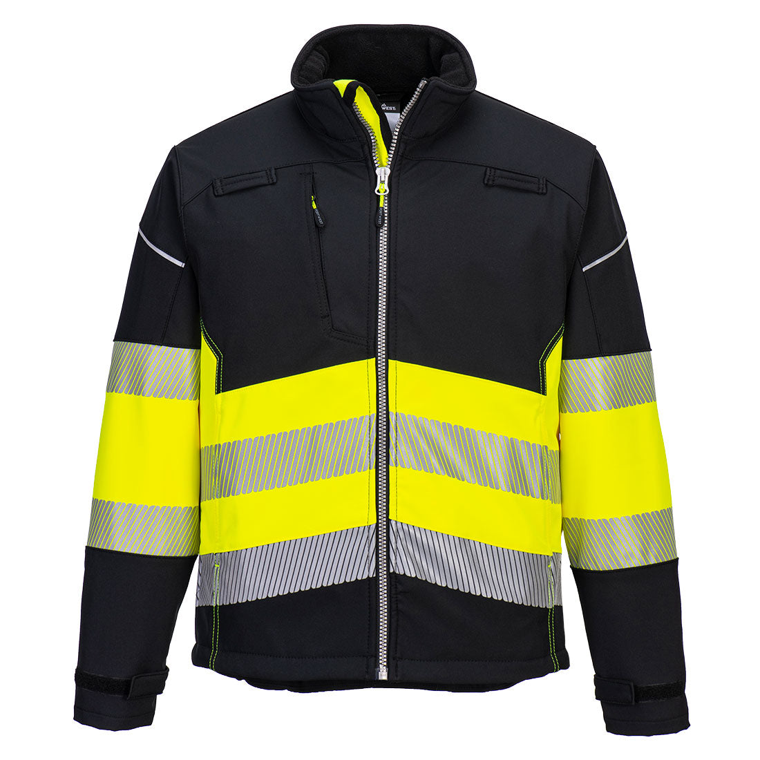 Kurtka ostrzegawcza softshell PW3 klasa 1 (3L) — Czarny/Żółty