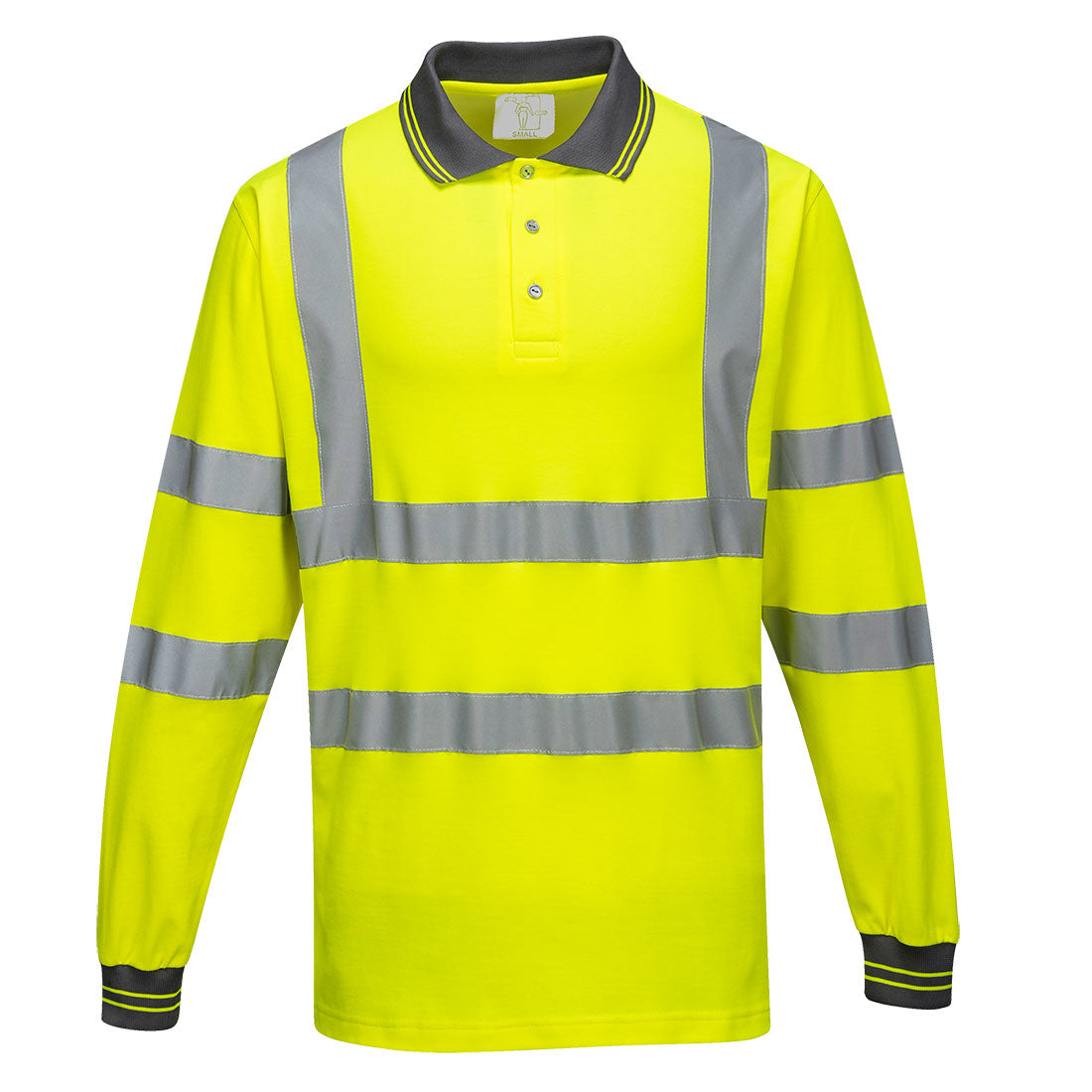Koszulka polo ostrzegawcza Cotton Comfort z długimi rękawami — Żółty