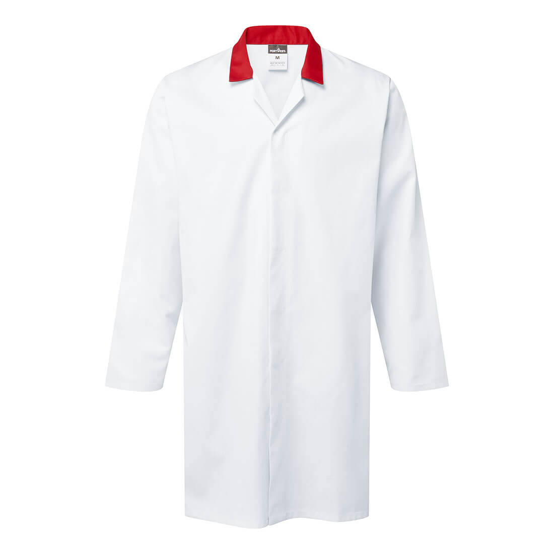Food Industry Coat, No Pocket — Biały/Czerwony
