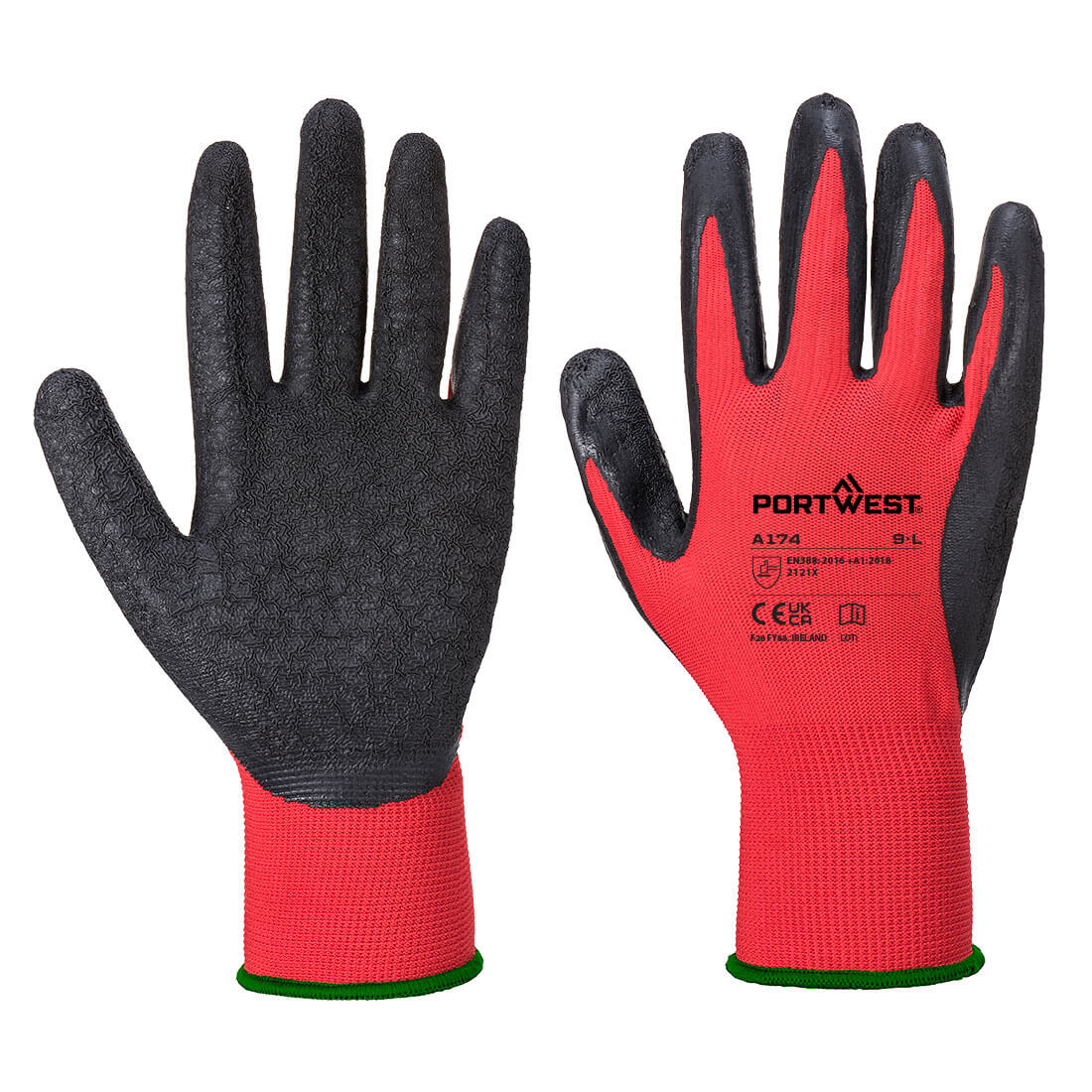 Rękawica Flex Grip powlekana lateksem — Czerwony/Czarny