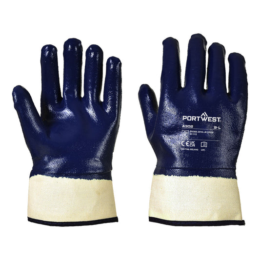 Nitrilbeschichtete Handschuhe mit Sicherheitsstulpe