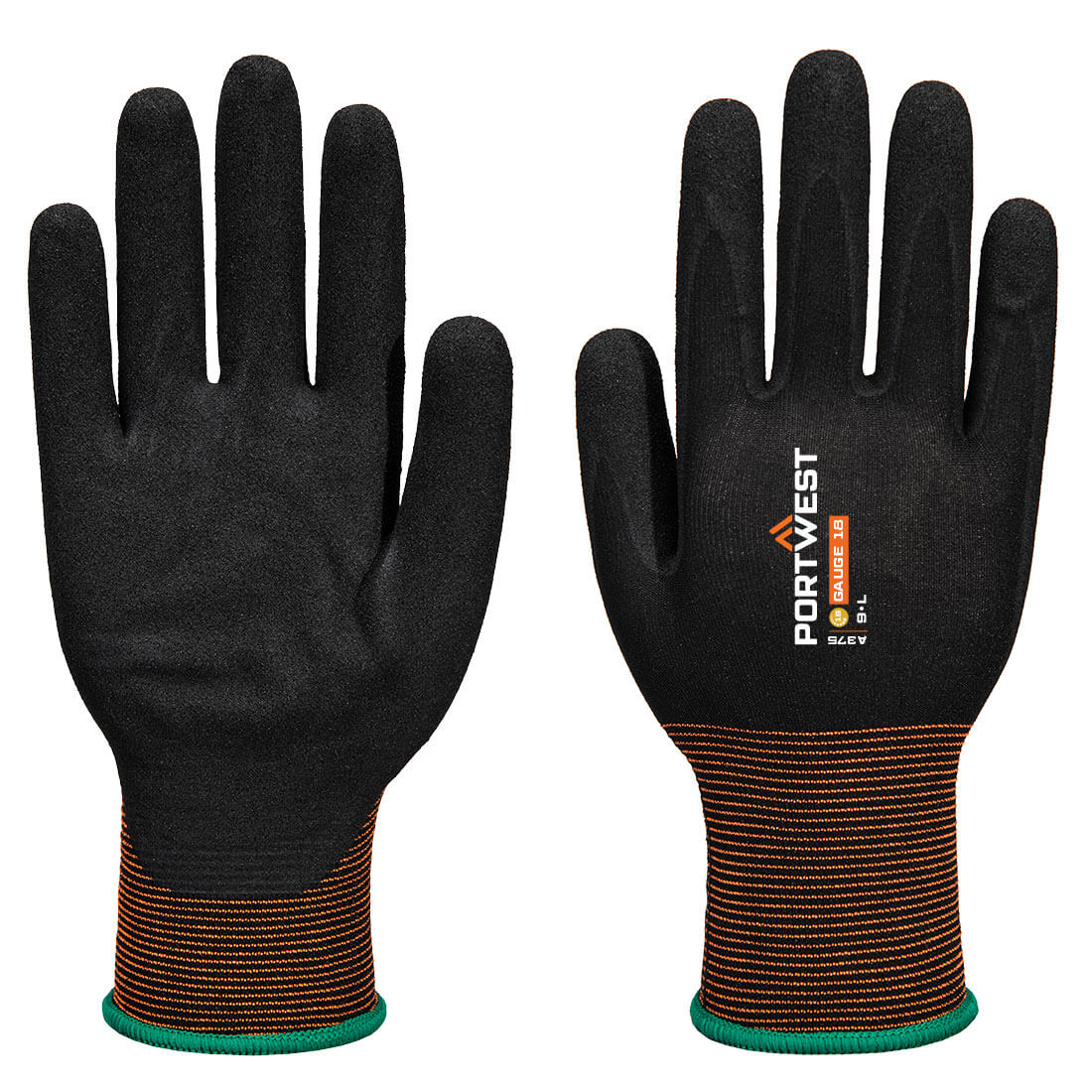 Rękawice GP Grip 18 powlekane piaskowanym nitrylem — Czarny