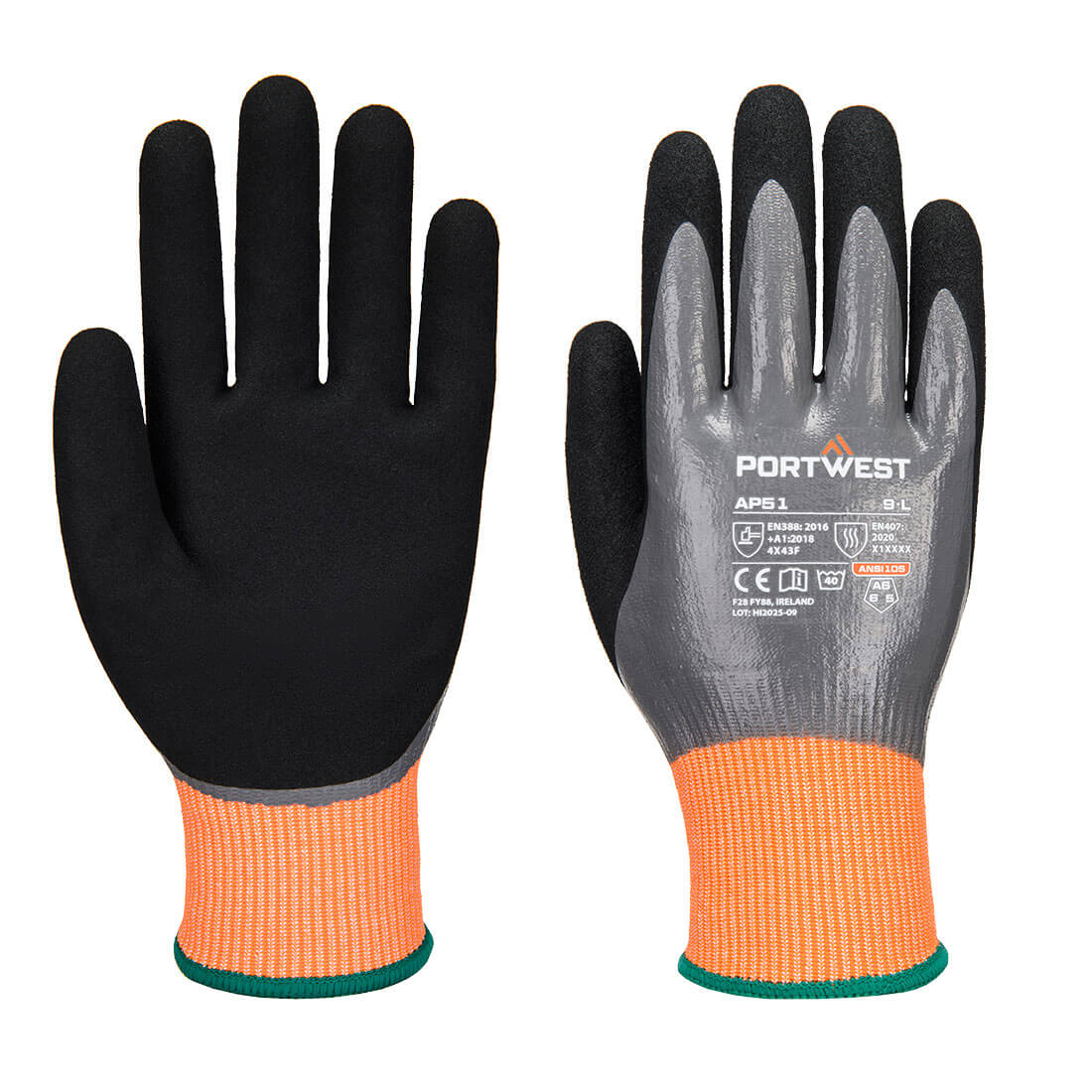 Cut F15 Nitrile Aqua Glove — Szary/Czarny