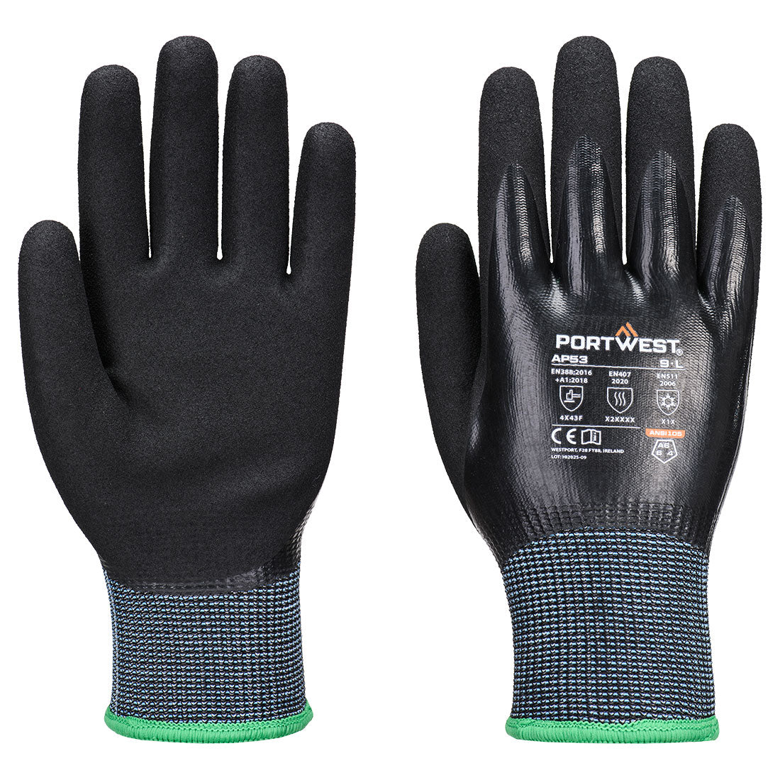 Cut F15 Nitrile Cold Glove — Czarny