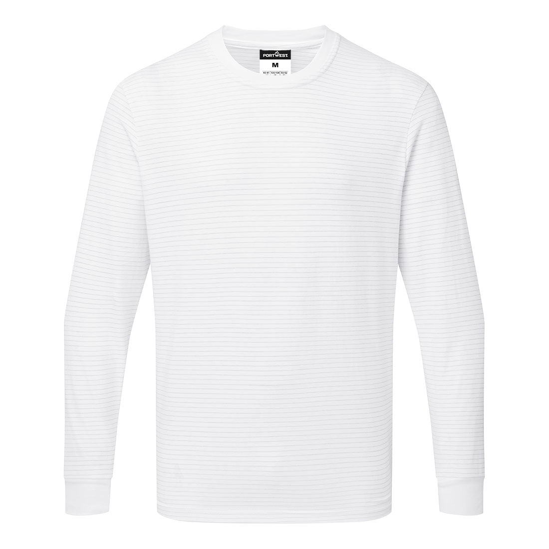 T-shirt antystatyczny ESD z długim rękawem — Biały