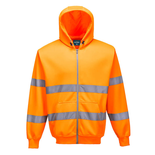 Warnschutz-Kapuzenpullover mit Reißverschluss