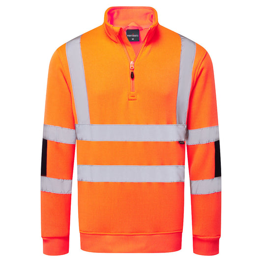 Hi-Vis-Strick-Sweatshirt mit halbem Reißverschluss
