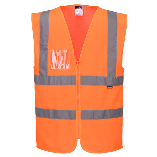 Hi-Vis-Reißverschlussweste mit Bändern und Streben