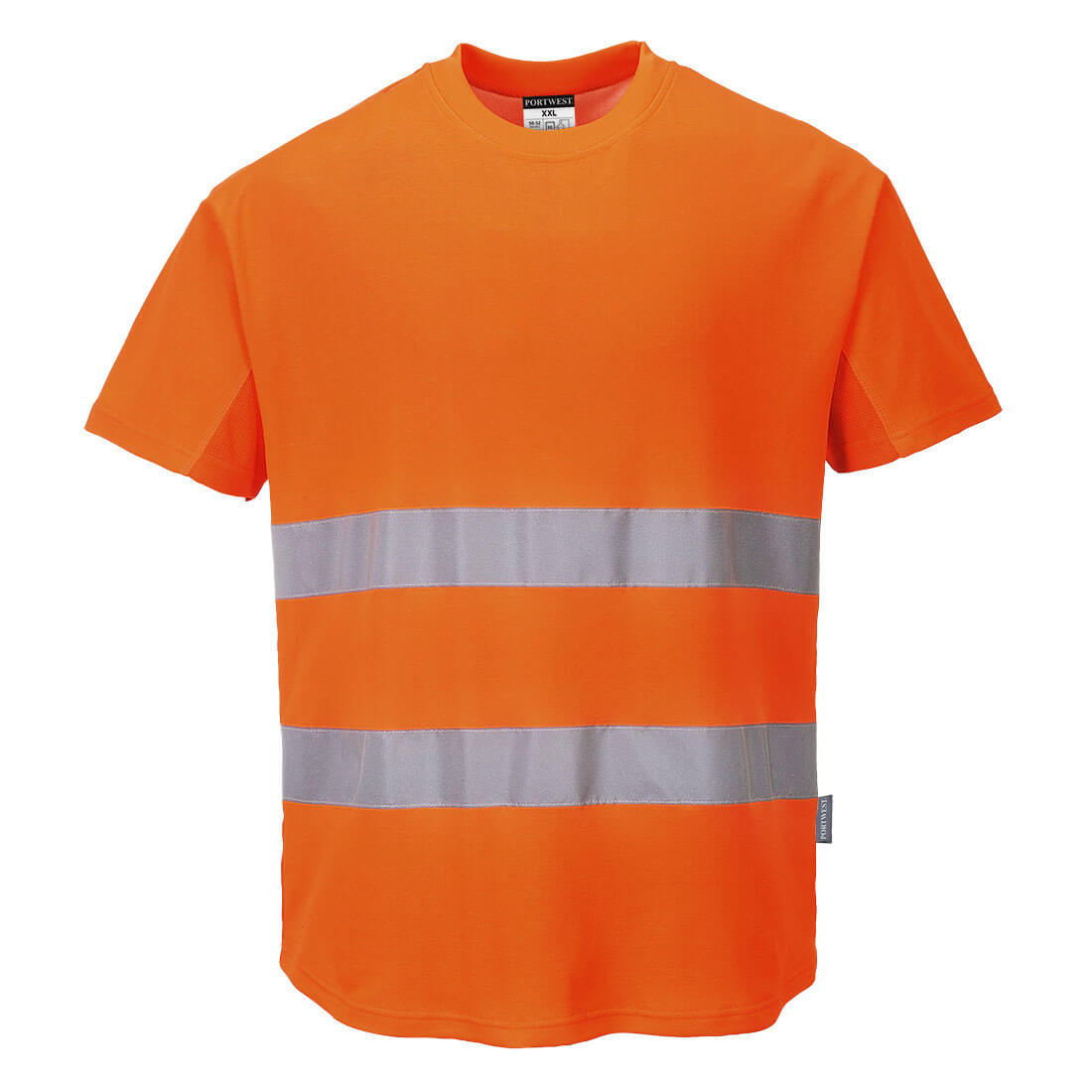 Ostrzegawczy T-shirt z panelami z siatki — Pomarańczowy