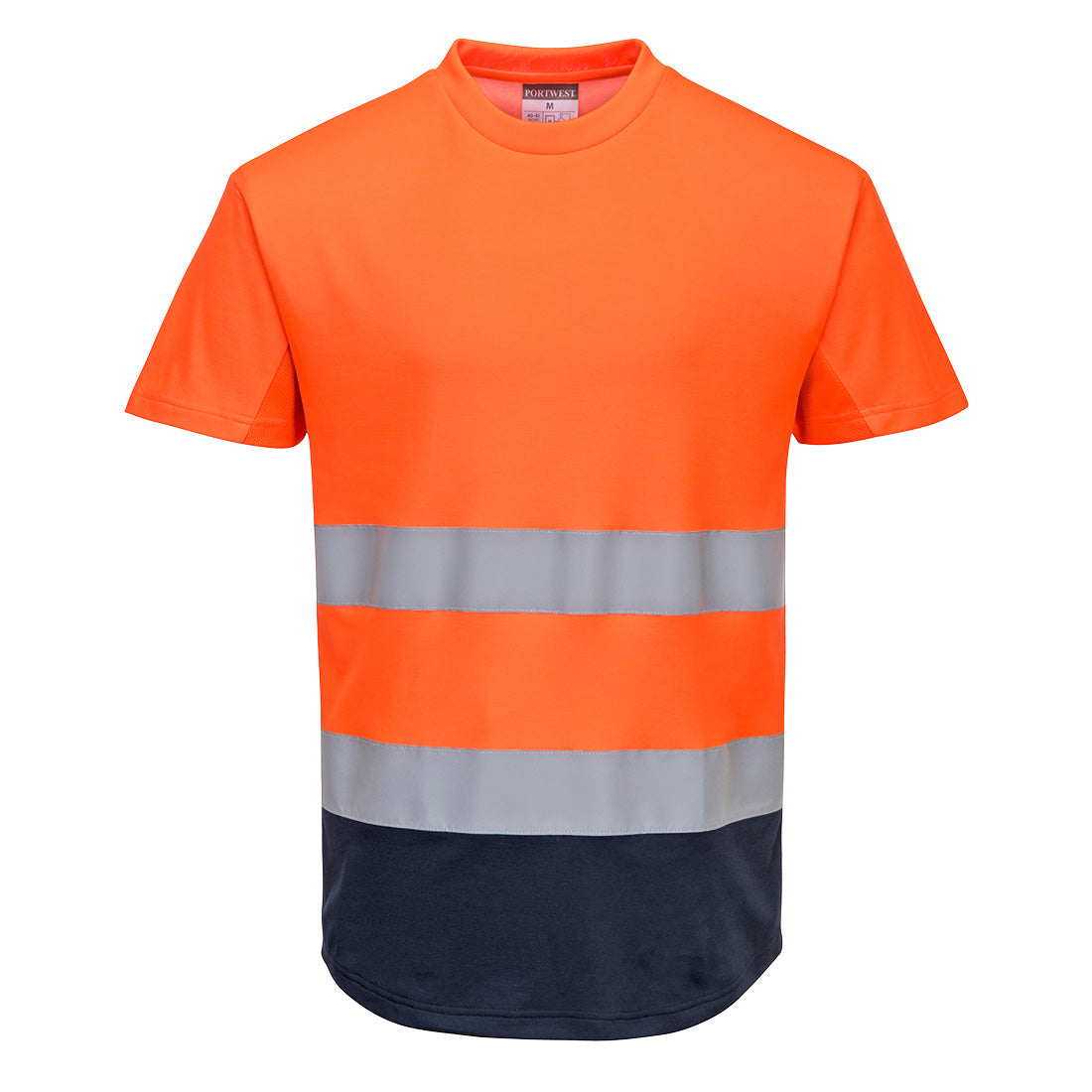 Dwukolorowy t-shirt siatkowy — Pomarańczowy/Granat