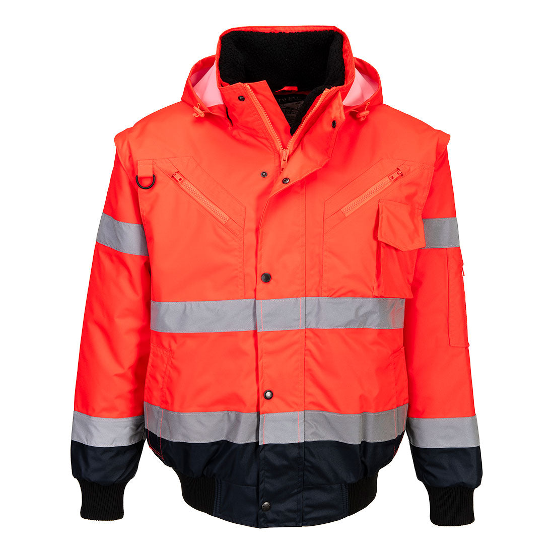 Kontrastowa kurtka ostrzegawcza Bomber 3 w 1 — Czerwony/Granat