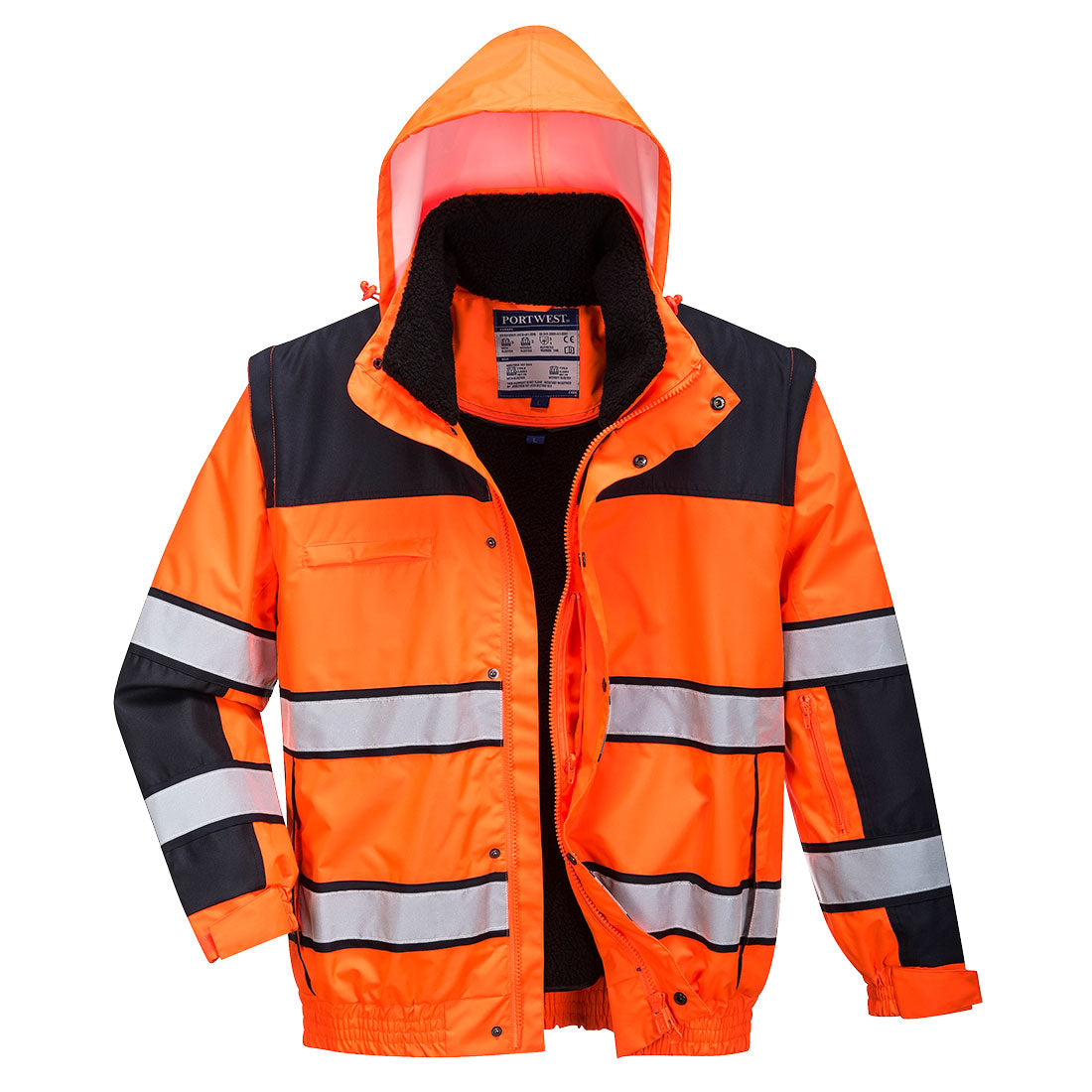Ostrzegawcza kurtka zimowa Bomber 3 w 1 — Pomarańczowy/Czarny