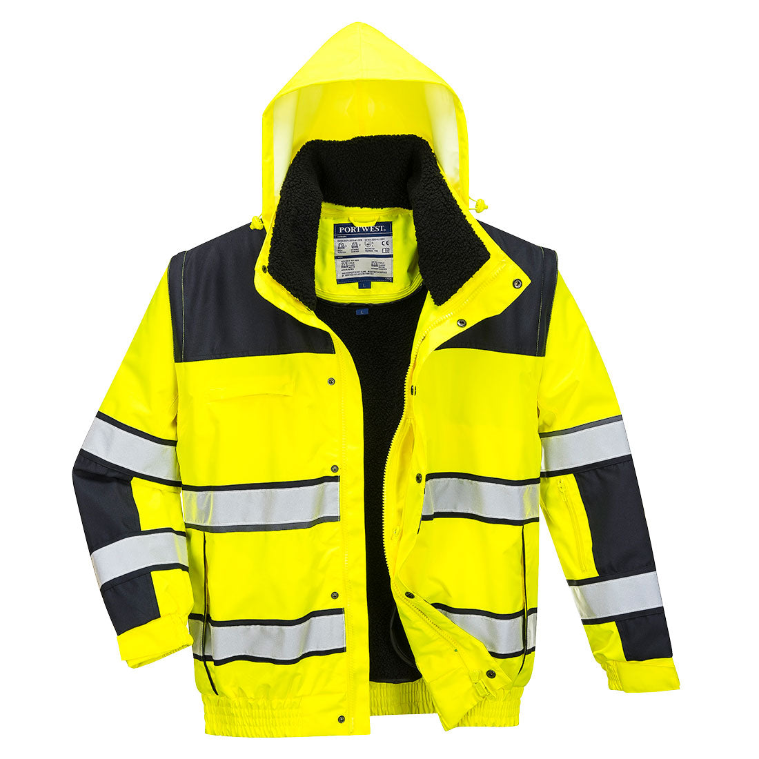 Ostrzegawcza kurtka zimowa Bomber 3 w 1 — Żółty/Czarny