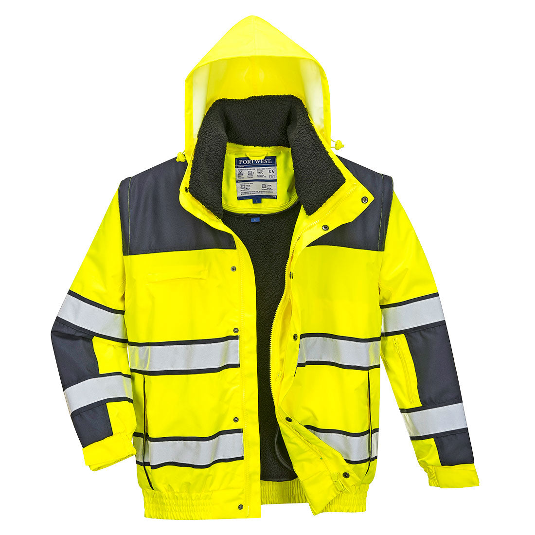 Ostrzegawcza kurtka zimowa Bomber 3 w 1 — Żółty/Granatowy