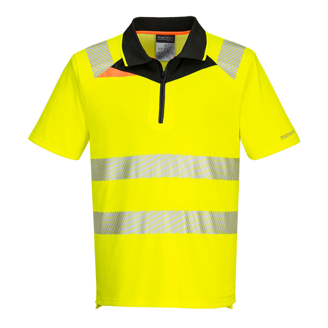 Kurtka ostrzegawcza polo DX4 z krótkim rękawem — Żółty/Czarny