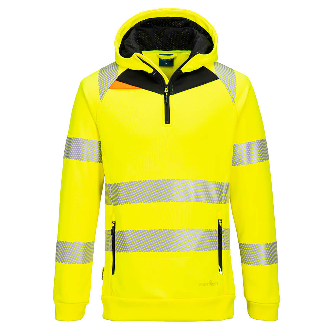 Bluza ostrzegawcza z kapturem DX4 i zamkiem 1/4 — Żółty/Czarny