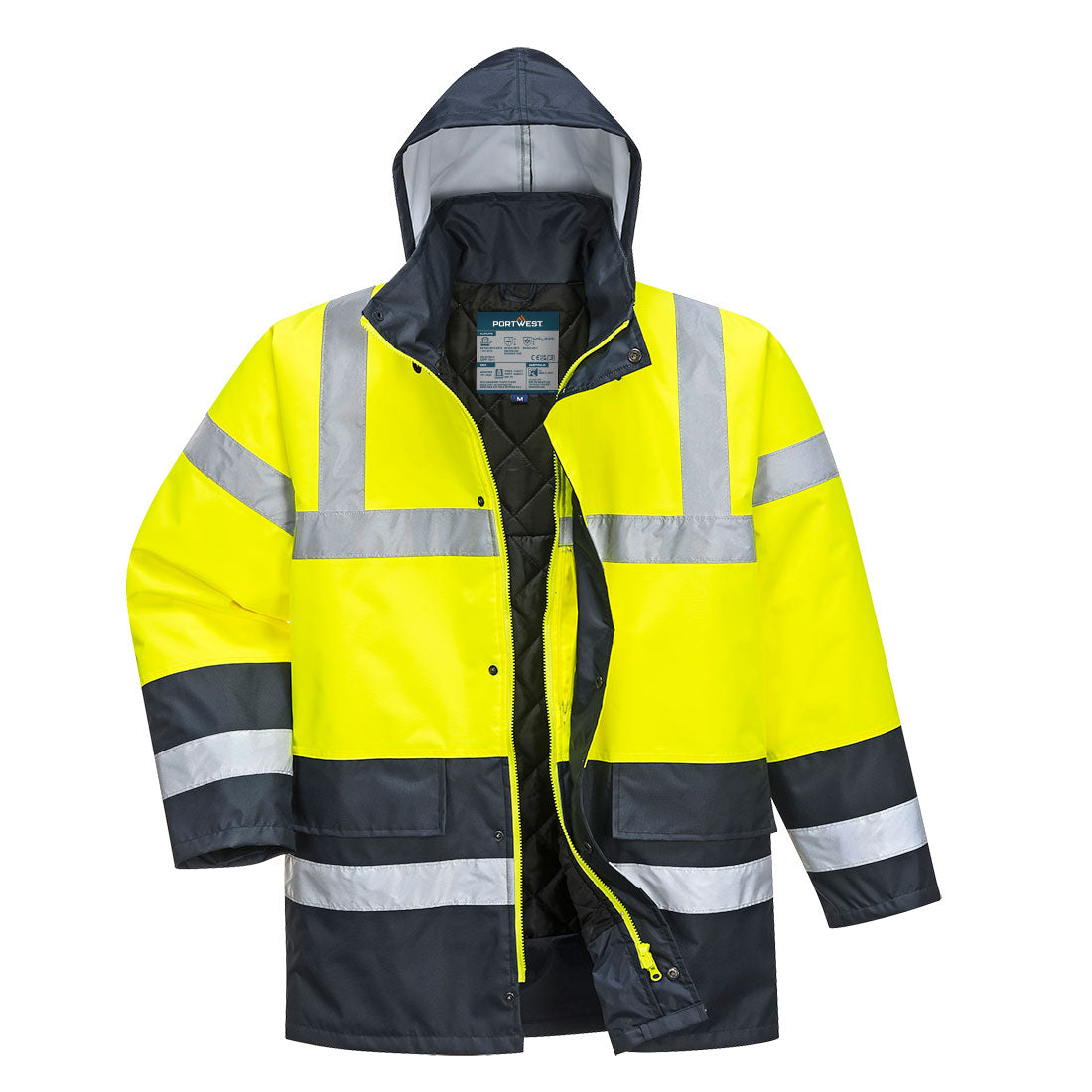 ES1 Essential Zimowa Kurtka Drogowa Hi-Vis z Kontrastem — Żółty/Granatowy