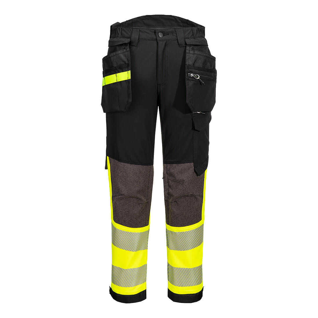 Elastyczne spodnie ostrzegawcze klasy 1 EV4 z kaburami — Żółty/Czarny Tall