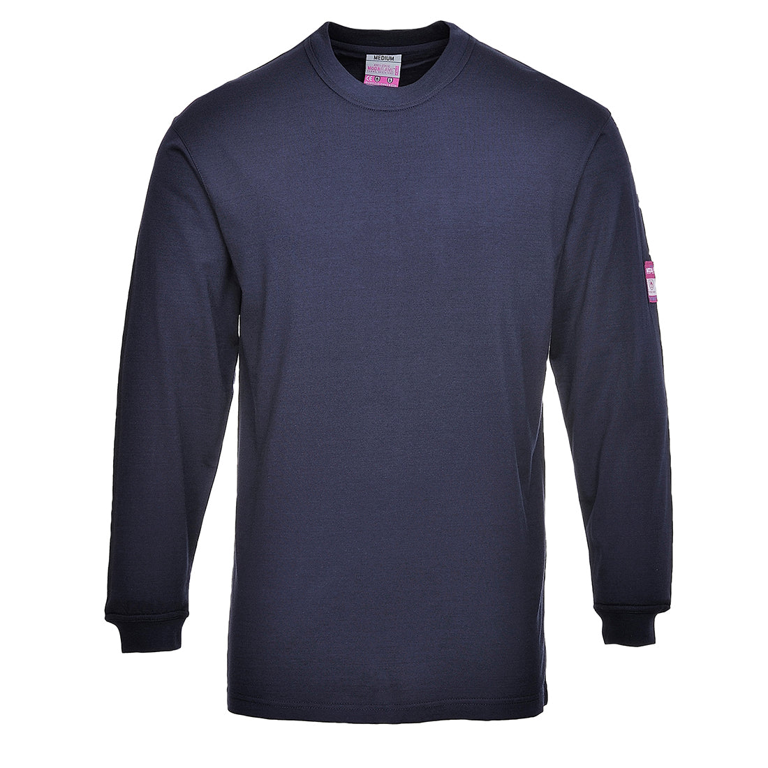 Trudnopalny i antystatyczny t-shirt z długim rękawem Modaflame — Granatowy