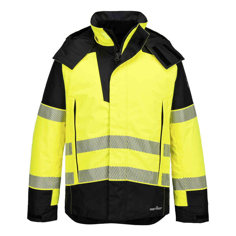 Kurtka zimowa trudnopalna i ostrzegawcza PW3 Modaflame Rain — Żółty/Czarny