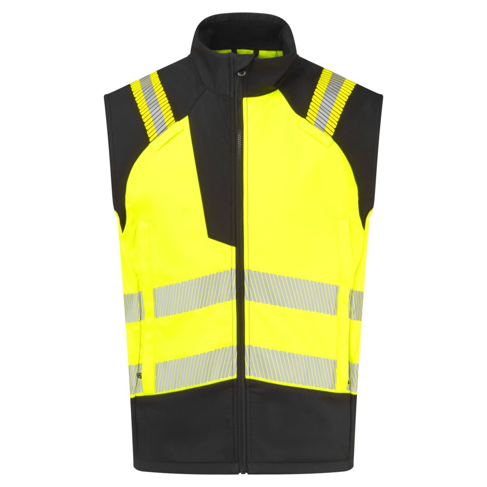 Kamizelka ostrzegawcza trudnopalna PW3 Modaflame Softshell — Żółty/Czarny