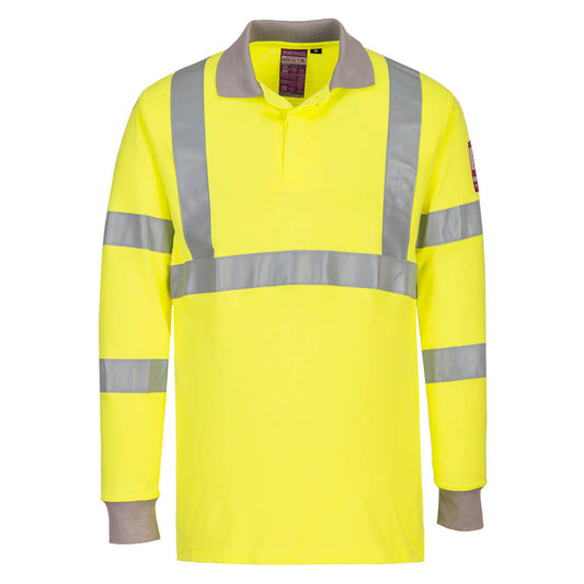 Zweifarbiger, flammhemmender und antistatischer Modaflame-Langarm-Poloshirt