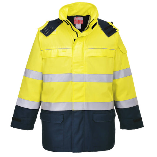 Schwer entflammbare und antistatische Warnschutzjacke Bizflame Rain + Arc