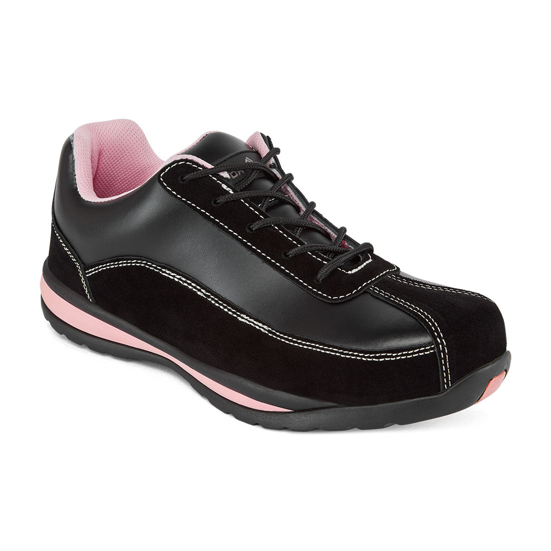 Damski półbut sportowy Steelite Trainer S1P HRO — Czarny/Różowy