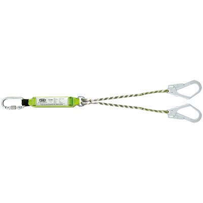 Forked lanyard with energy absorber