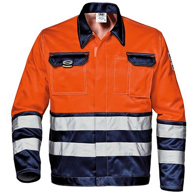 VELVET COLOR short jacket, HI-VIS ORANGE/BLUE
