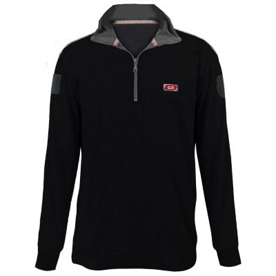 Sweatshirt zipped collar GD w/embroidery, BLACK
