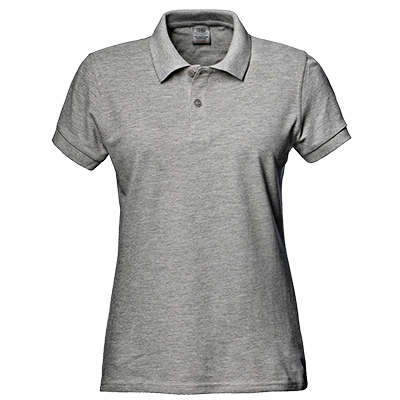 PIQUET ladies' s/sleeve polo shirt, MELANGE GREY